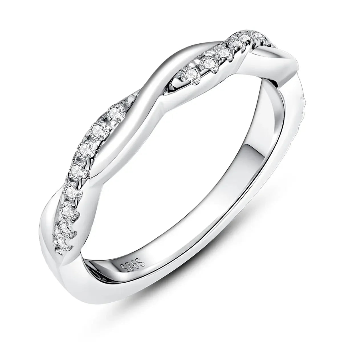 Girlfriend 1.3mm D Color Moissanite Ring 925 Silver Eternity Band