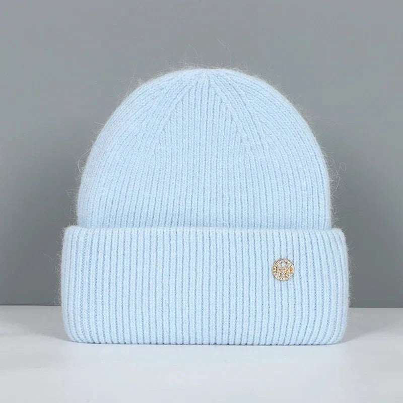 Women Winter Hat Real Rabbit Fur Winter Hats For Women Fashion Warm Beanie Hats Women Solid Adult Cover Head Cap