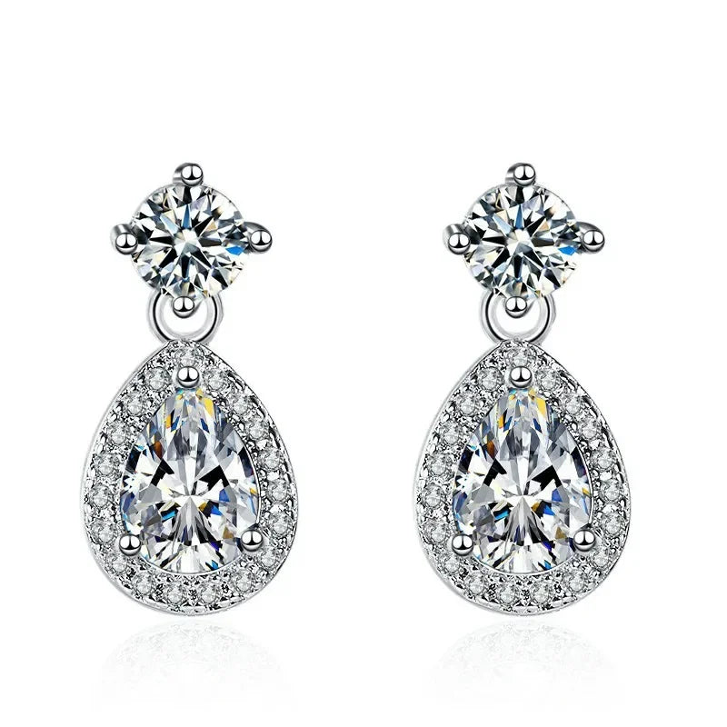 Iconic 925 Sterling Silver Crystal CZ Stud Earrings