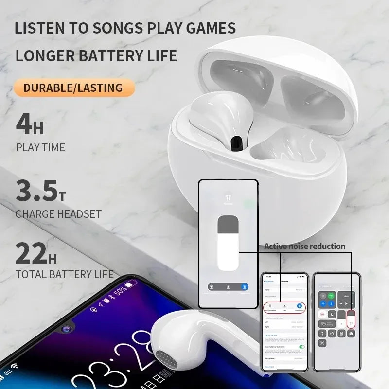 Original Air Pro 6 TWS Wireless Bluetooth Earphones Mini Pods Earbuds Sport Headset For Xiaomi Android Apple iPhone Headphones