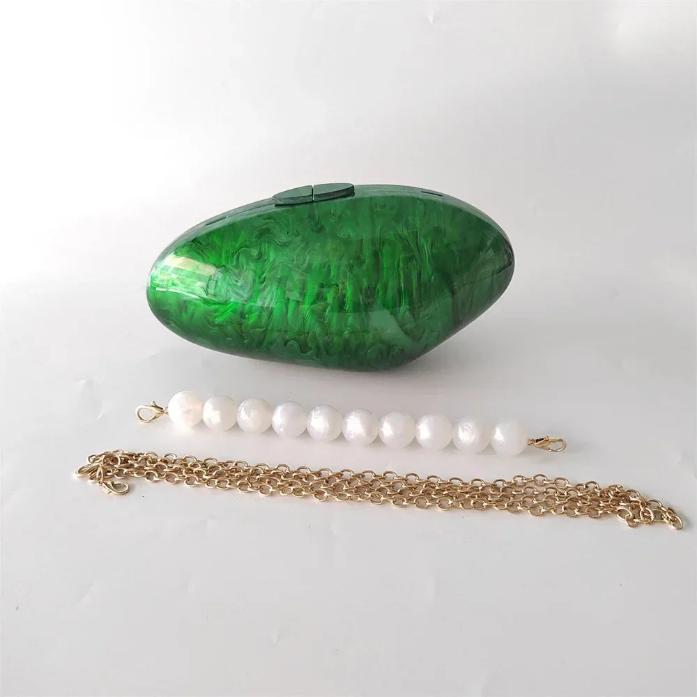 Pearl Acrylic Shell Clutch