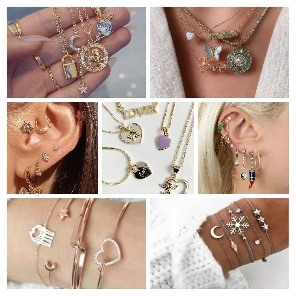 Boho Fashion Shiny Zircon Heart Charms for Jewelry Making Women Pendant Necklace Earrings Diy Stainless Steel Crafts Charms 2025