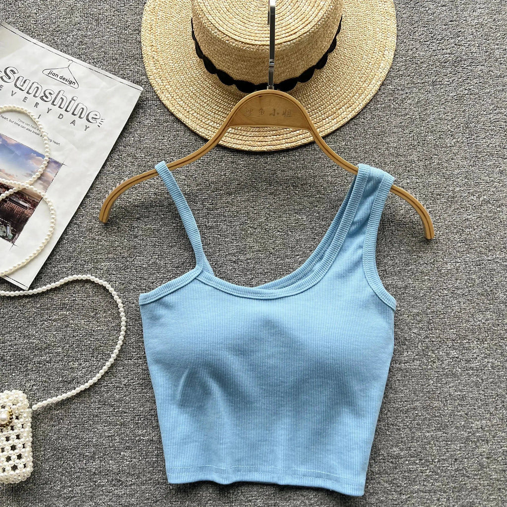 Strapless Western Style Skinny Tanks Camis for Women Summer Casual Solid Colours Female Corset Crop Tube Tops with Built In Bras