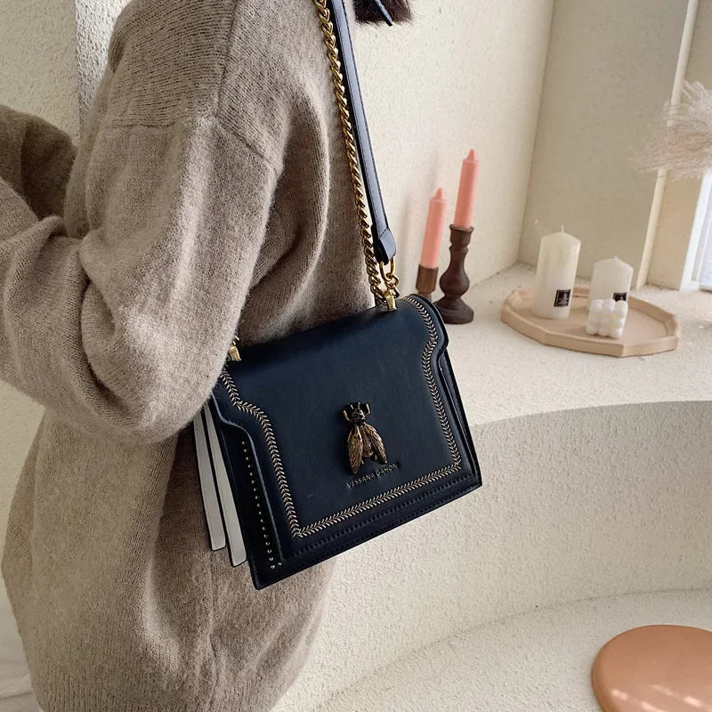 Luxury Leather Bee Handbag