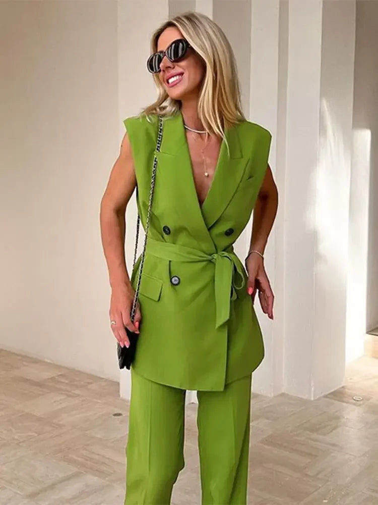 Monaco Vest & Wide Leg Pants Outfit