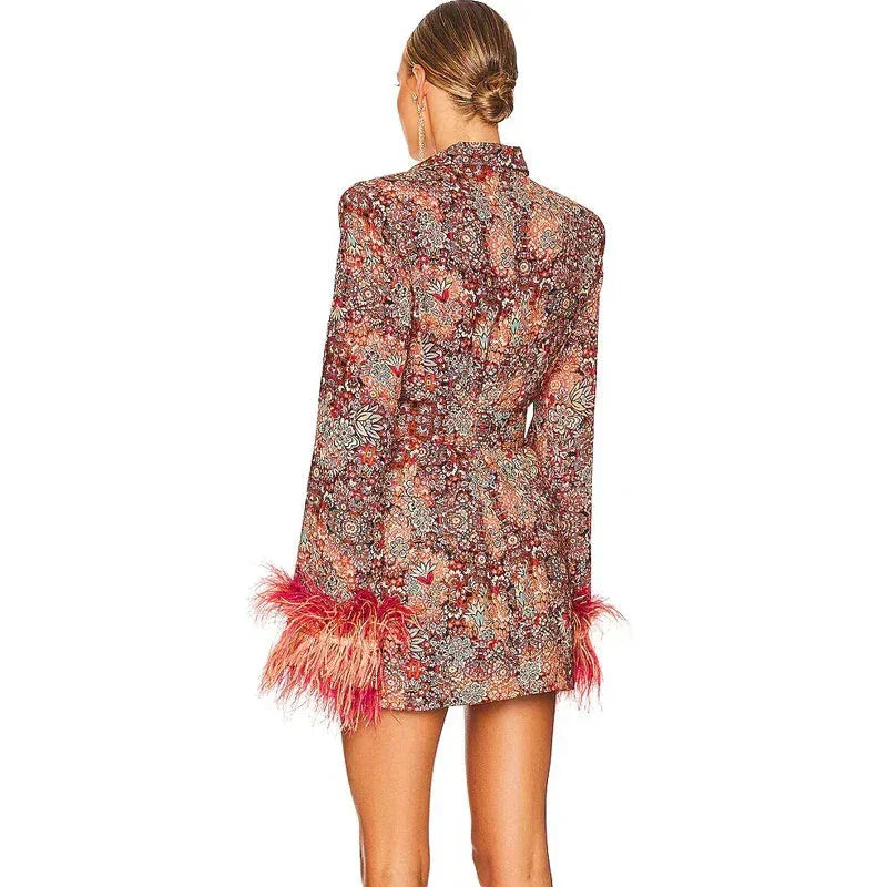 Women's Feather Cuff Party Dress