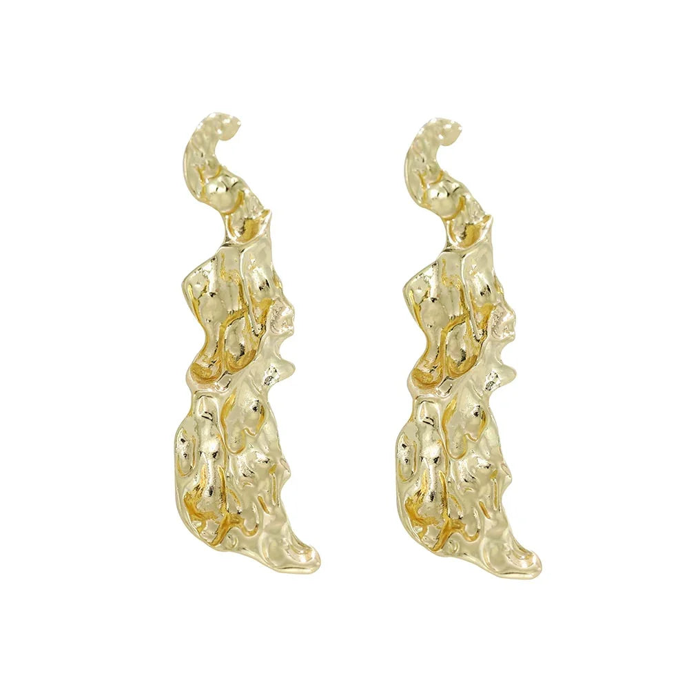 Vintage Metal Flower Statement Earrings