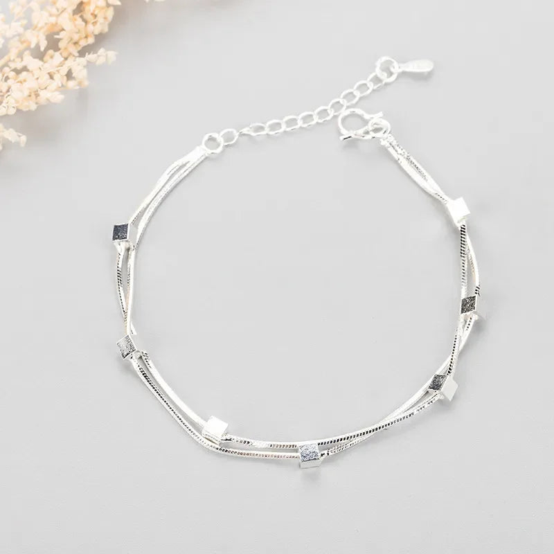 Romance 925 Sterling Silver Double Love Bracelet