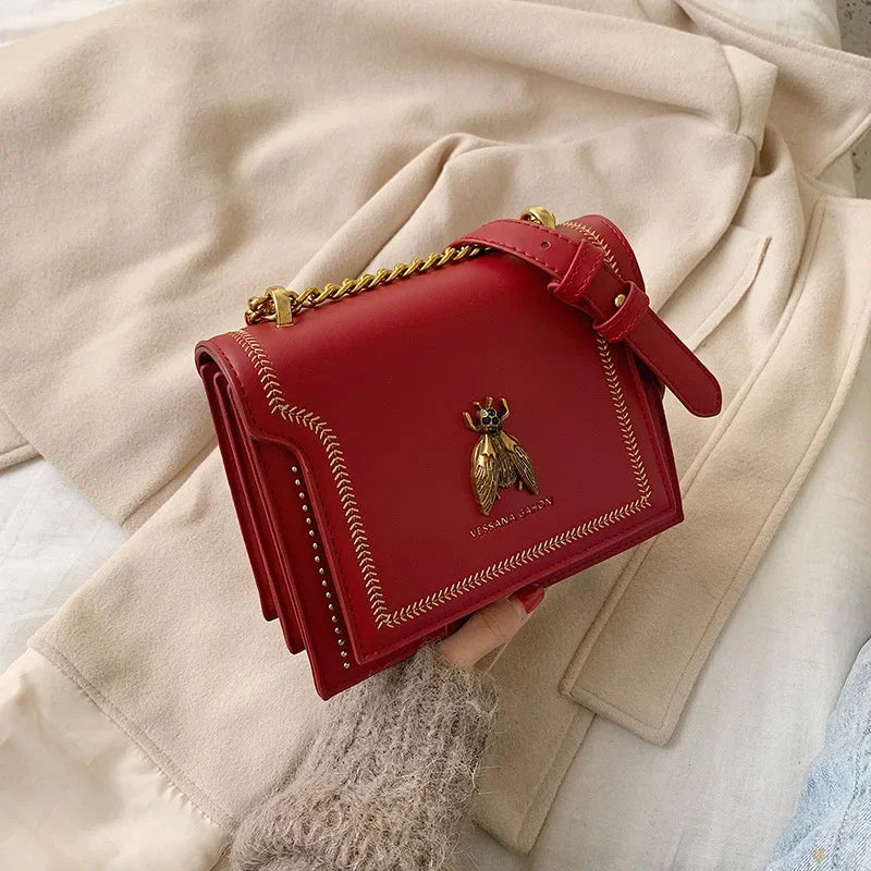 Luxury Leather Bee Handbag