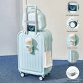 Large Pastel Suitcase With USB Charging Port & Cup Holder