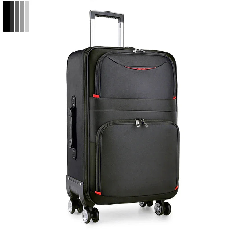 30" Large Capacity Black Luggage Waterproof Durable Trolley Case Oxford Cloth Detachable Spinner Wheel 20" Password Suitcase