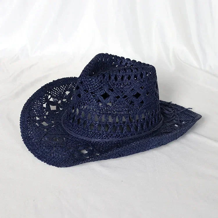 Melesh Western Women's Mint Green Cowboy Hat Straw Cowboy Hat Plasticity Strong Wide Brim Sunshine Beach Western Cowboy Hat