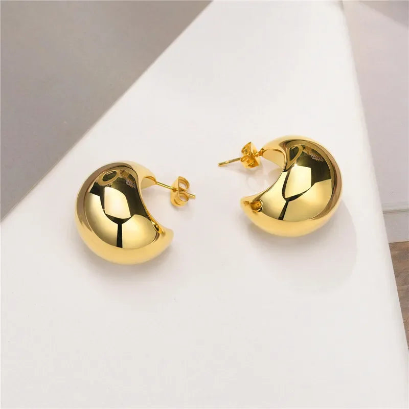 Trendy Circle Twists Hoop Earring for Women Simple Temperament Hyperbole Gold Color Ear Daily Wear Jewelry Party Gifts