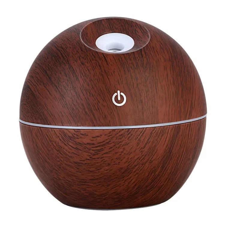 USB Aromatherapy Cool Mist Maker Dorm Room Essentials Wooden Grain Humidifier Colorful Night Light Diffuser