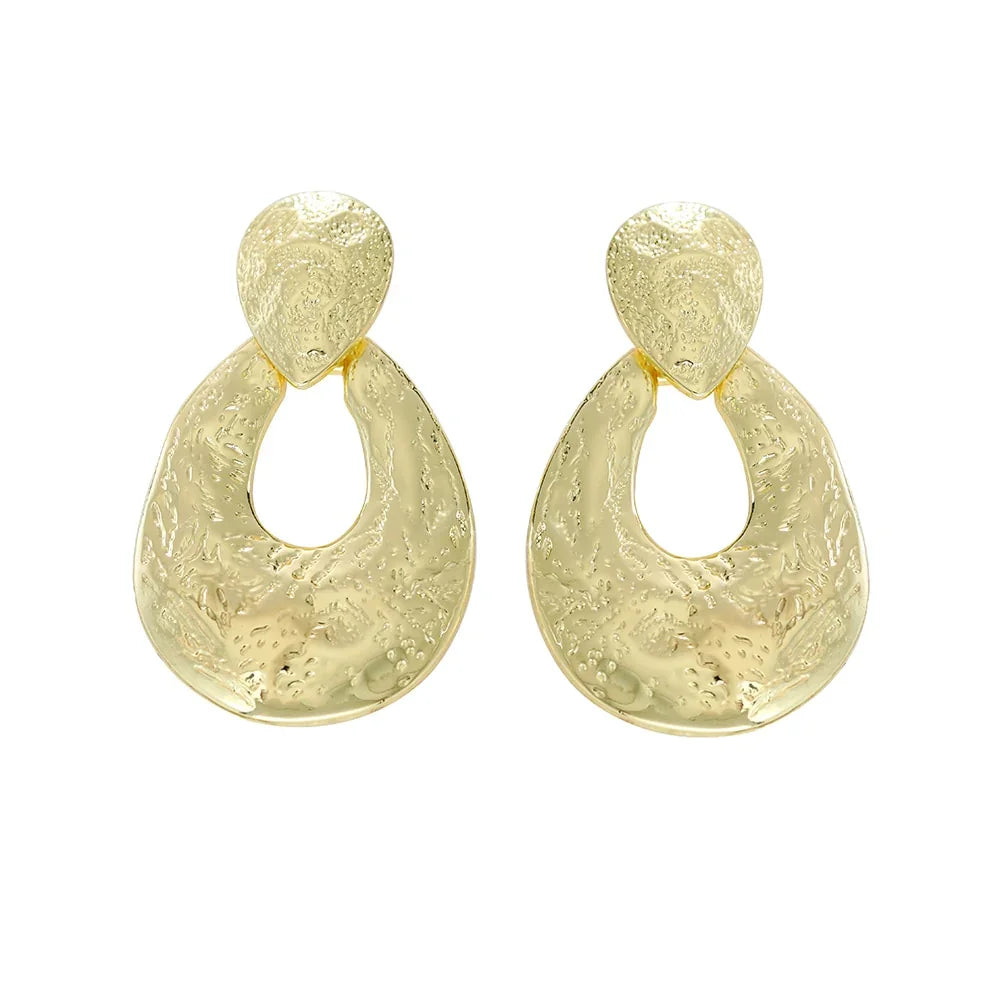Vintage Metal Flower Statement Earrings