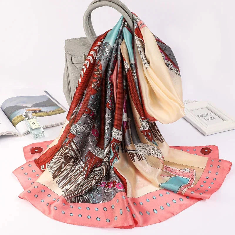 180*90cm Luxury Brand Women Summer Silk Scarves Shawl Lady Wrap Soft Female Europe Designer Beach Bandanna foulard muffler pareo