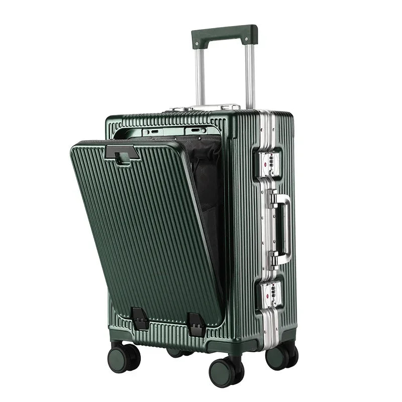 20/24 Inch Aluminum Frame Trolley Case with USB Cup Holder Large Capacity
