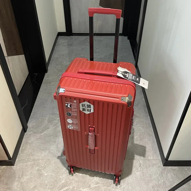 Oversized capacity suitcase student pull rod box 28 "brake wheel luggage password zipper style