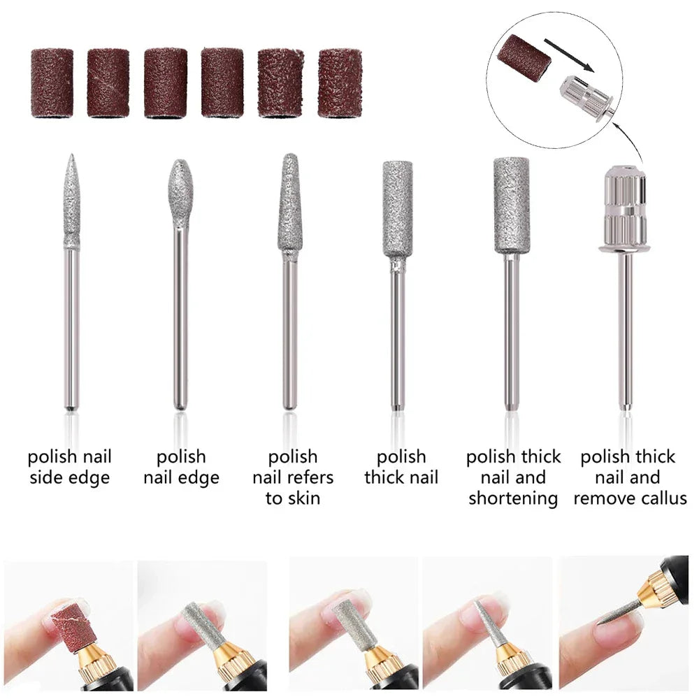 HALAIMAN Electric Nail Drill Machine Set Pedicure Grinding Equipment Mill For Manicure  Professional Strong Nail Polishing Tool