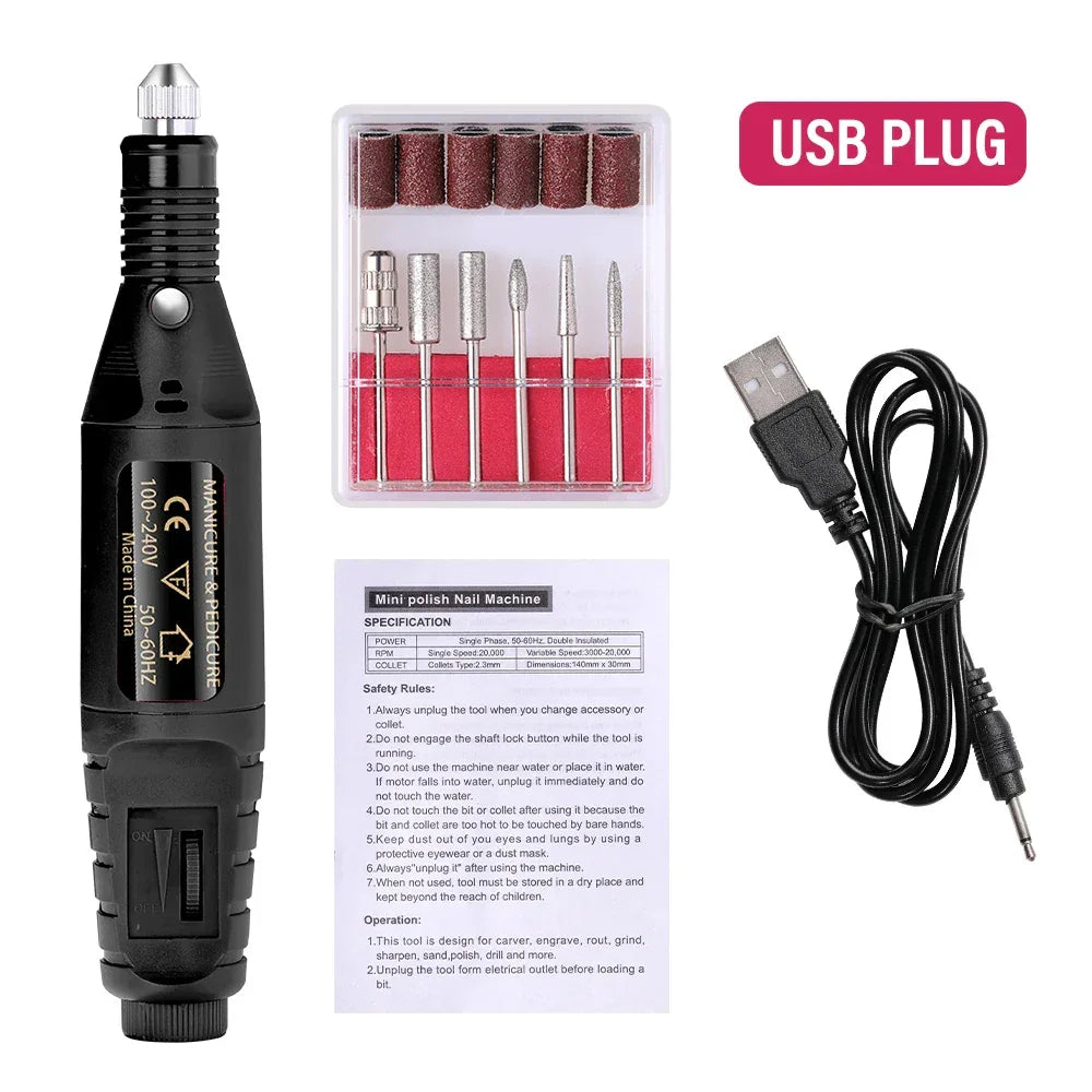 HALAIMAN Electric Nail Drill Machine Set Pedicure Grinding Equipment Mill For Manicure  Professional Strong Nail Polishing Tool