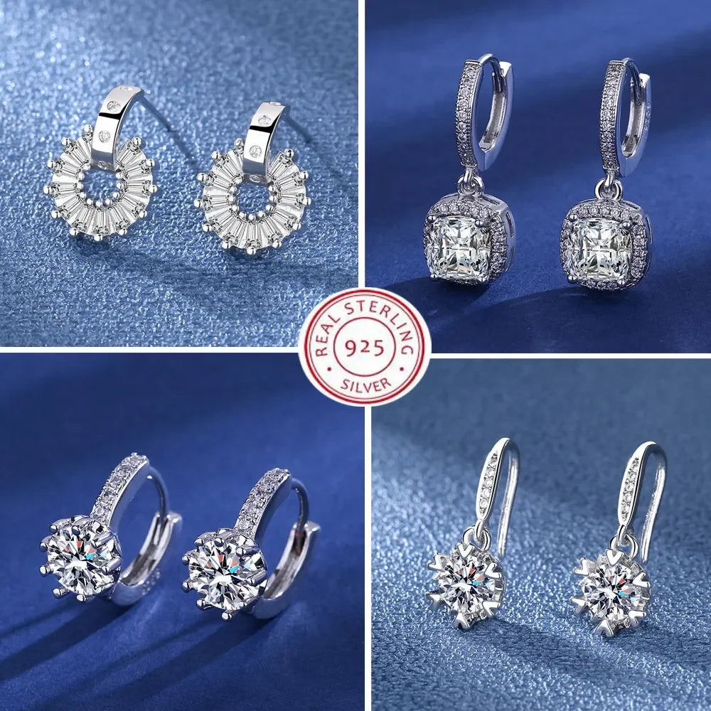 Iconic 925 Sterling Silver Crystal CZ Stud Earrings