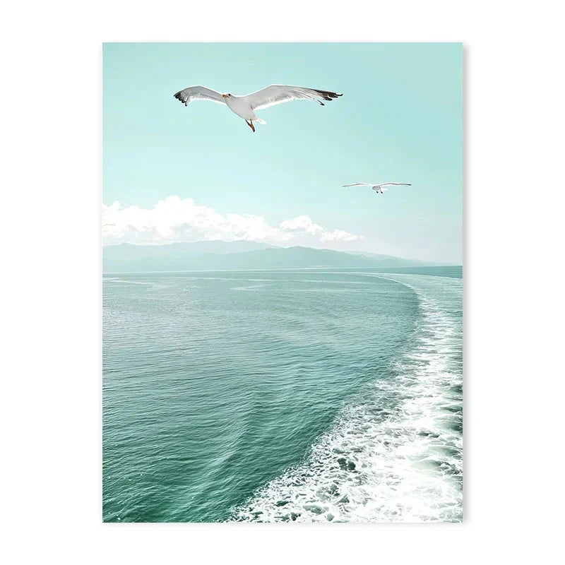 Sea Beach Posters Wall Art Canvas Painting Whale Starfish Coconut Shell Summer Seaside Scenery Pictures Nordic Room Home Decor