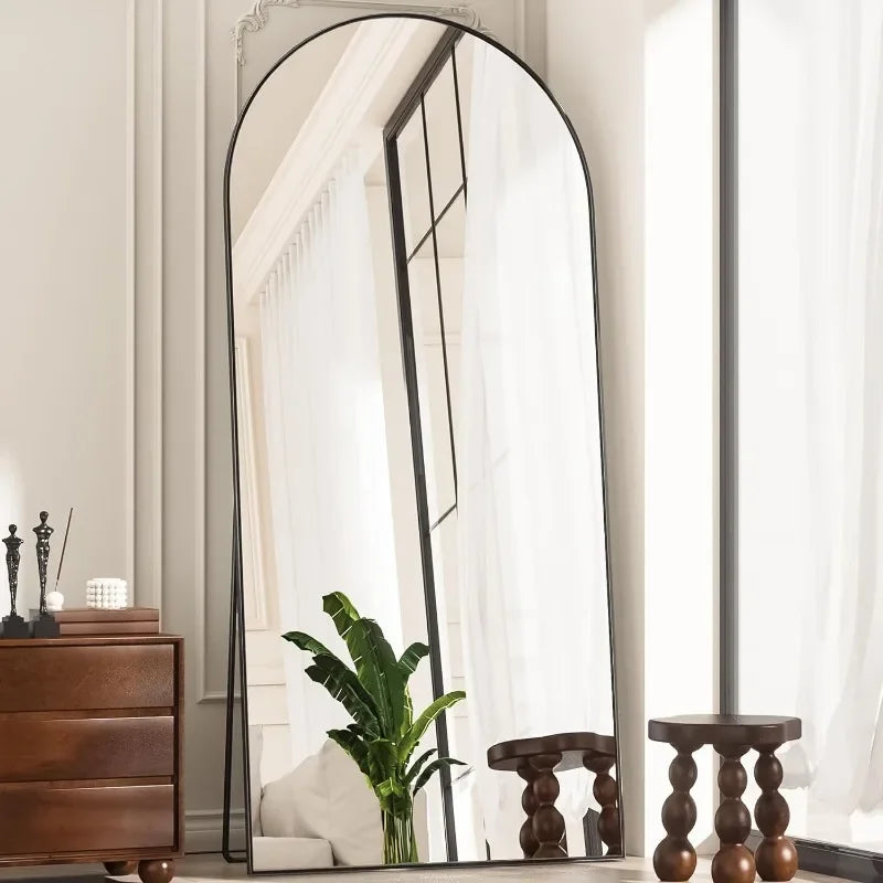 Full Length Mirror, Arched Floor Standing Mirror Full Body Mirror with Stand for Bedroom, Hanging Mounted Mirror for Living Room