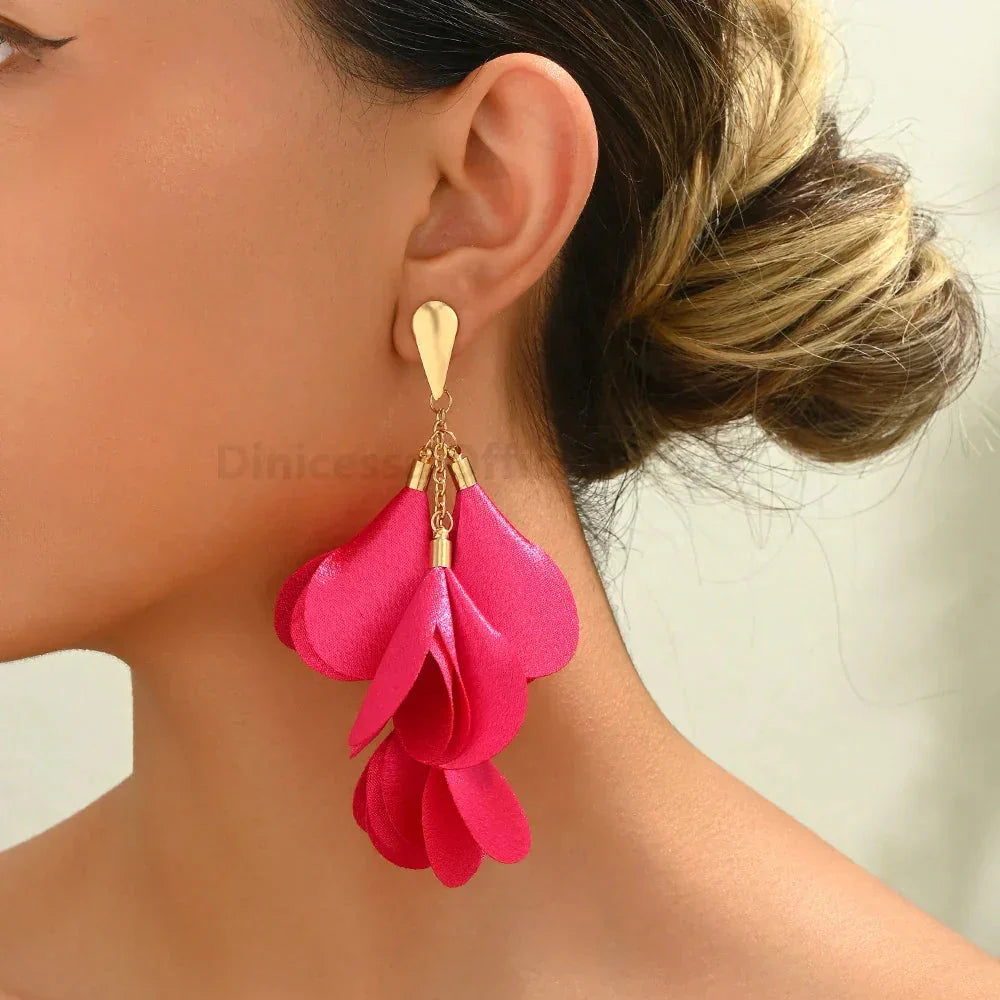 Boho Fashion Elegant Leopard Flower Long Tassel Dangle Earrings For Women Luxury Designer Wedding Party Jewelry Ear Accessories
