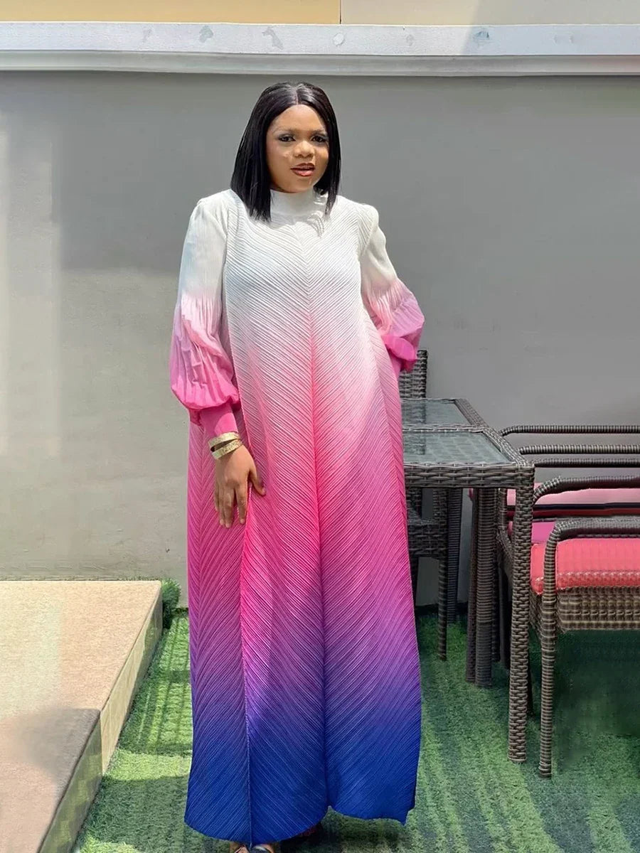 Gradient Pleated Maxi Dress