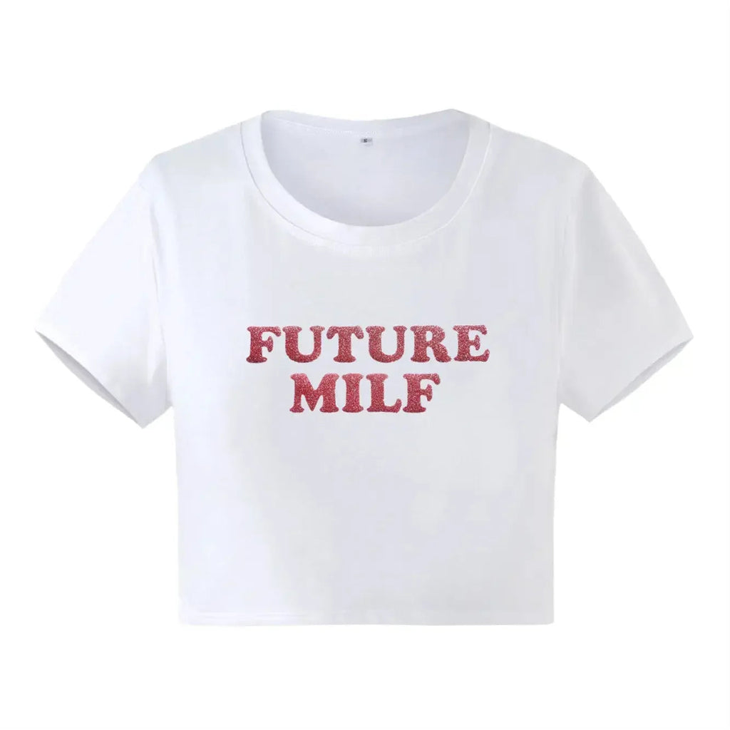 FUTURE MILF Black Baby Crop Tee