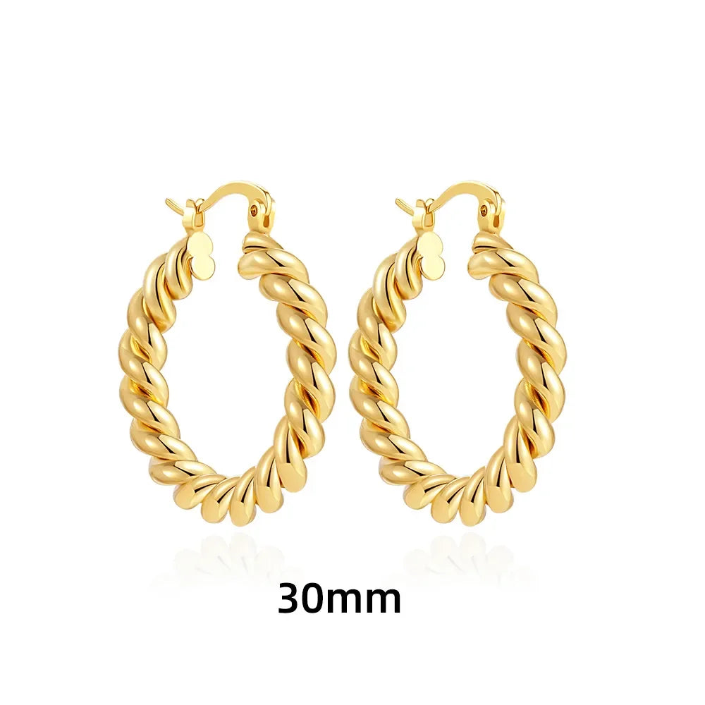 New Trendy Geometric Twisted Thick Hoop Earrings Fashion Gold Color Big Round Circle Earrings for Women Punk Hiphop Jewelry Gift