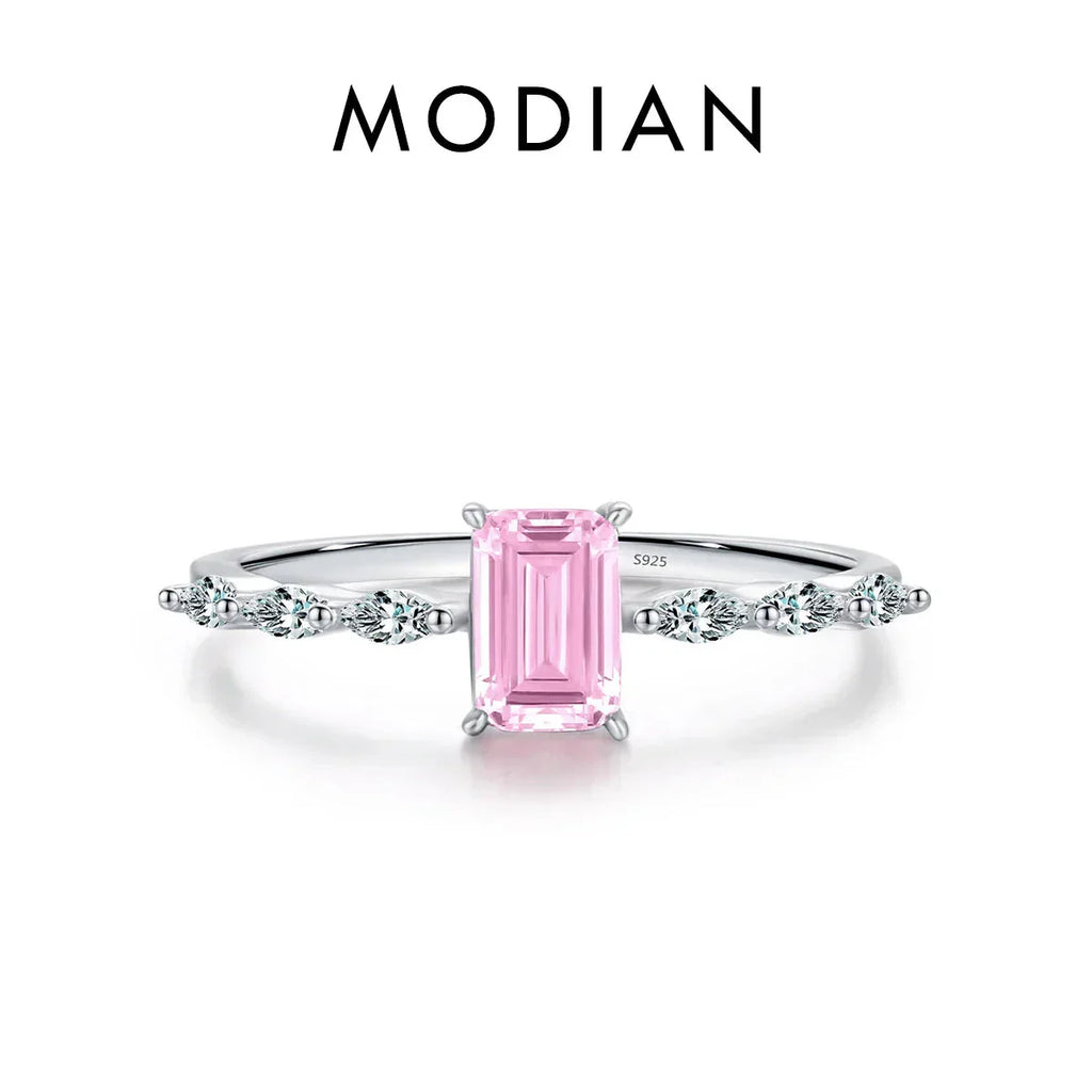 LUX 925 Sterling Silver Exquisite Sparkling Emerald Cut Ring