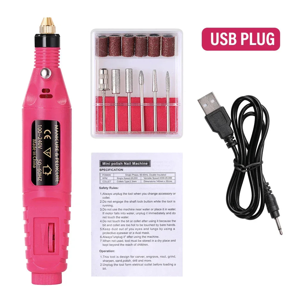 HALAIMAN Electric Nail Drill Machine Set Pedicure Grinding Equipment Mill For Manicure  Professional Strong Nail Polishing Tool