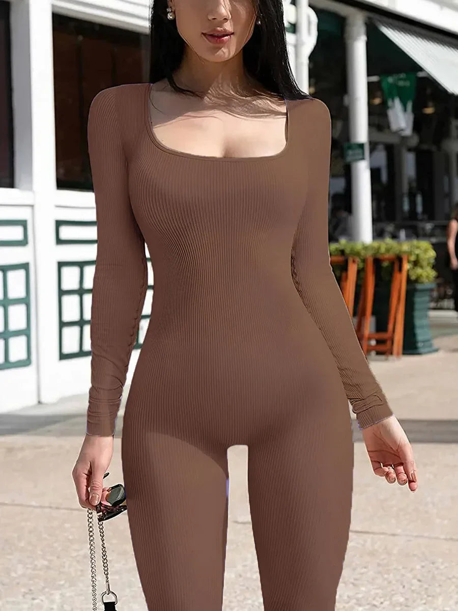 Sunday Comfy Ribbed Long Sleeve Playsuit