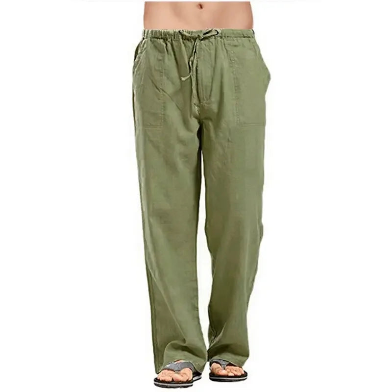 FGKKS Linen Wide Men Pants New Korean Oversize Linens Streetwear Trousers Male Spring Casual Men Pants