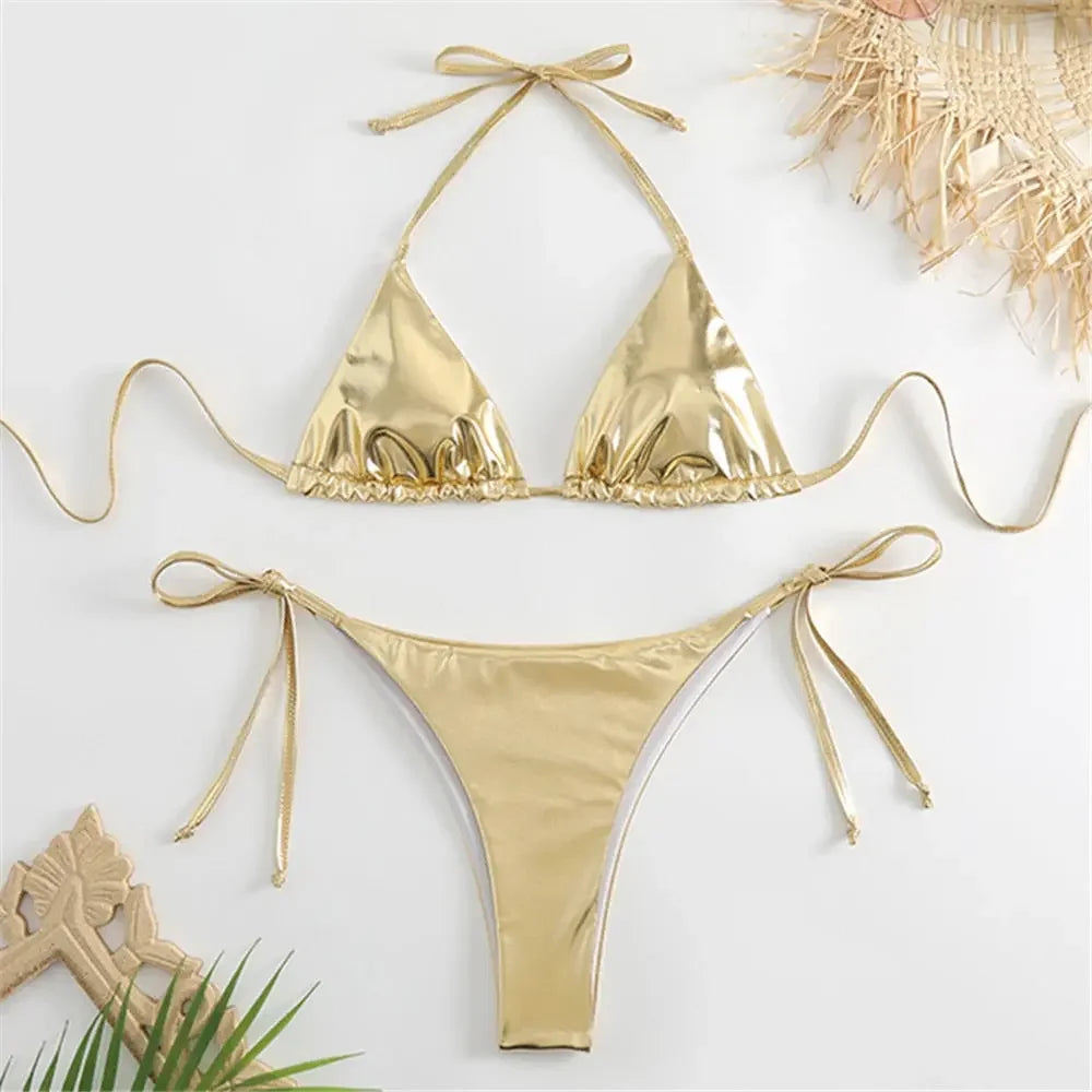 Pamela Patent Leather G-String Swimwear