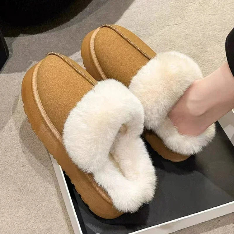 Platform Suede Fur Slippers