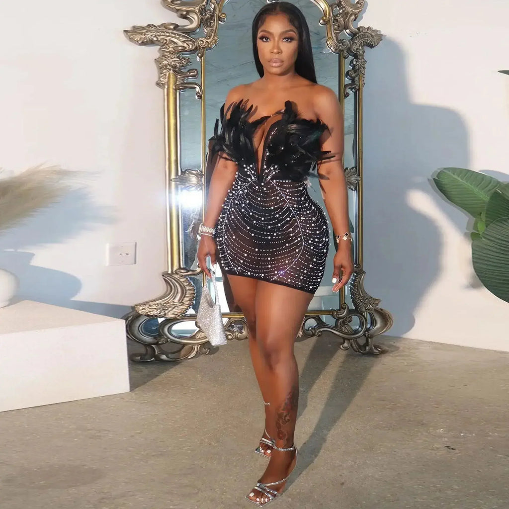 LUX Evening Feather Party Dress