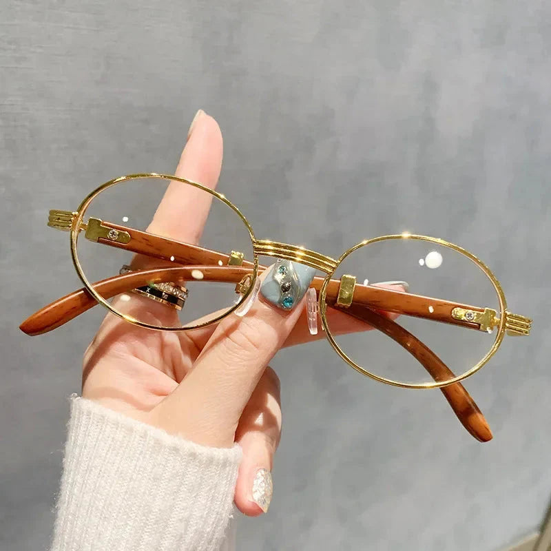 New Fashion Oval Sunglasses Men UV400 Sun Glasses Women Vintage Brand Designer Eyewear Imitation Wood Grain Sunglass