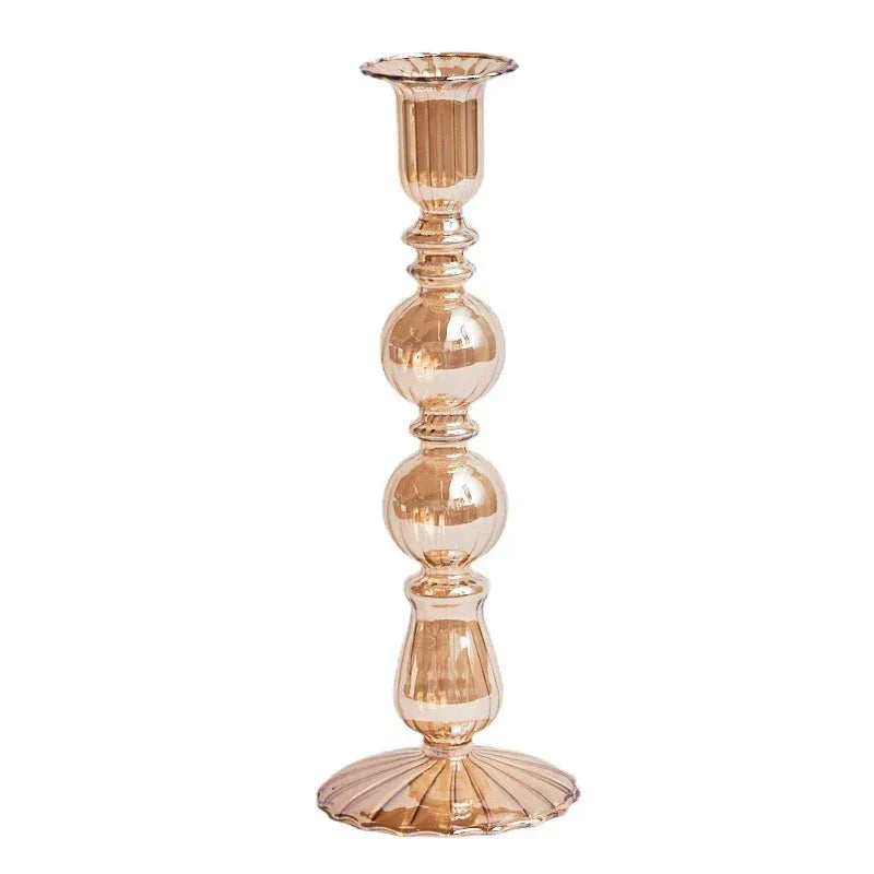 Floriddle Retro Candlesticks Taper Candle Holders Tall Candlesticks Decoration Party Glass Vase Home Decor Wedding Decoration