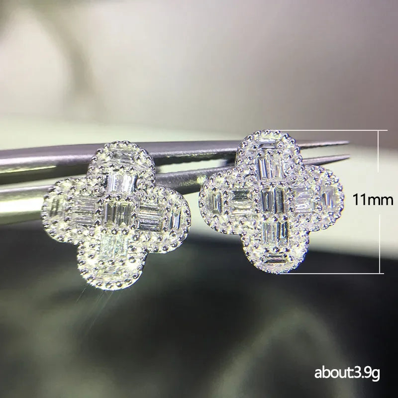 Gorgeous Princess Square CZ Stud Earrings for Women Weeding Engage Evening Party Female Delicate Earring Fashion Jewelry