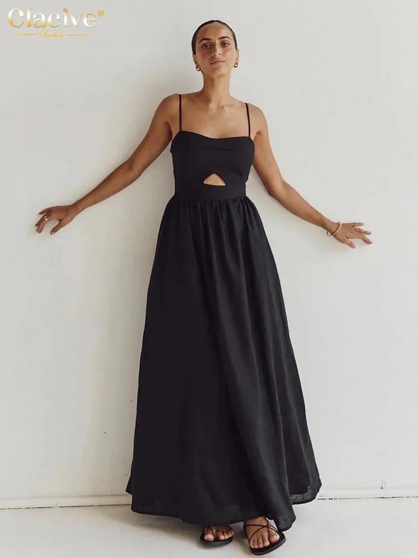 Stunning Black Cotton Prom Dress