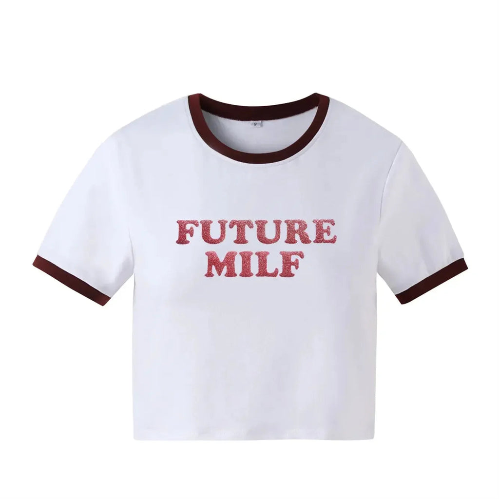 FUTURE MILF Black Baby Crop Tee