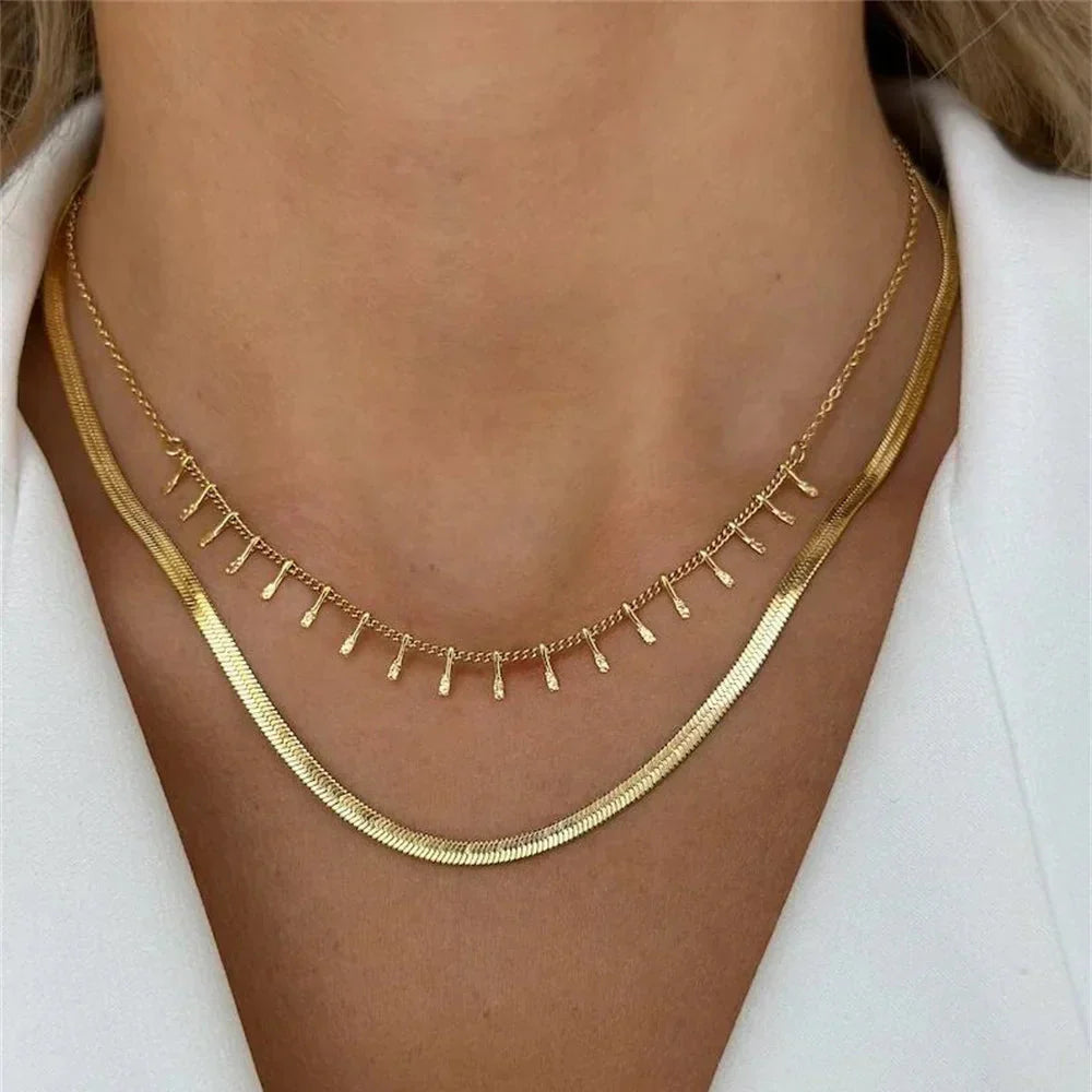 Vintage Silver-plate Geometric Exaggerated Artificial Pearl Chain Necklace For Women Female Fashion Boho Y2K Girl Jewelry Gift