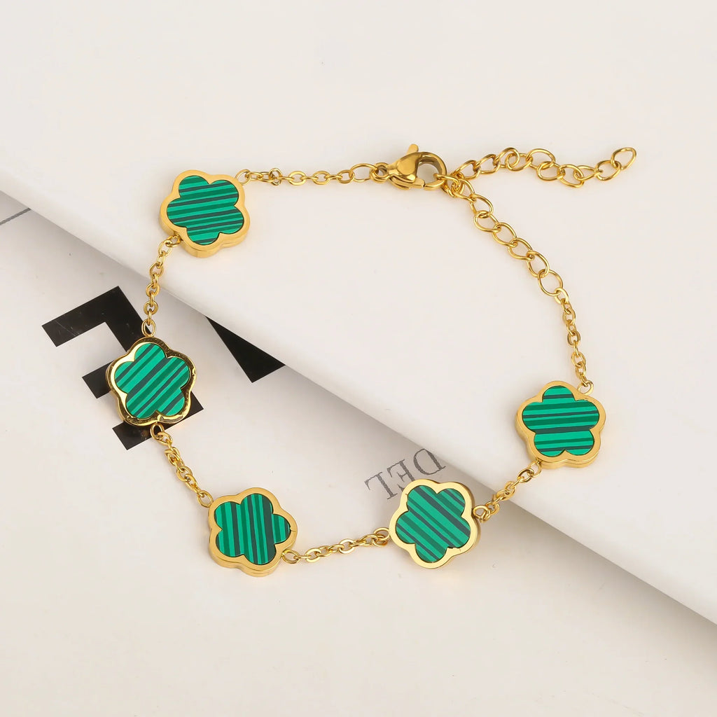 Gold Plated Stainless Steel Flower Bracelet