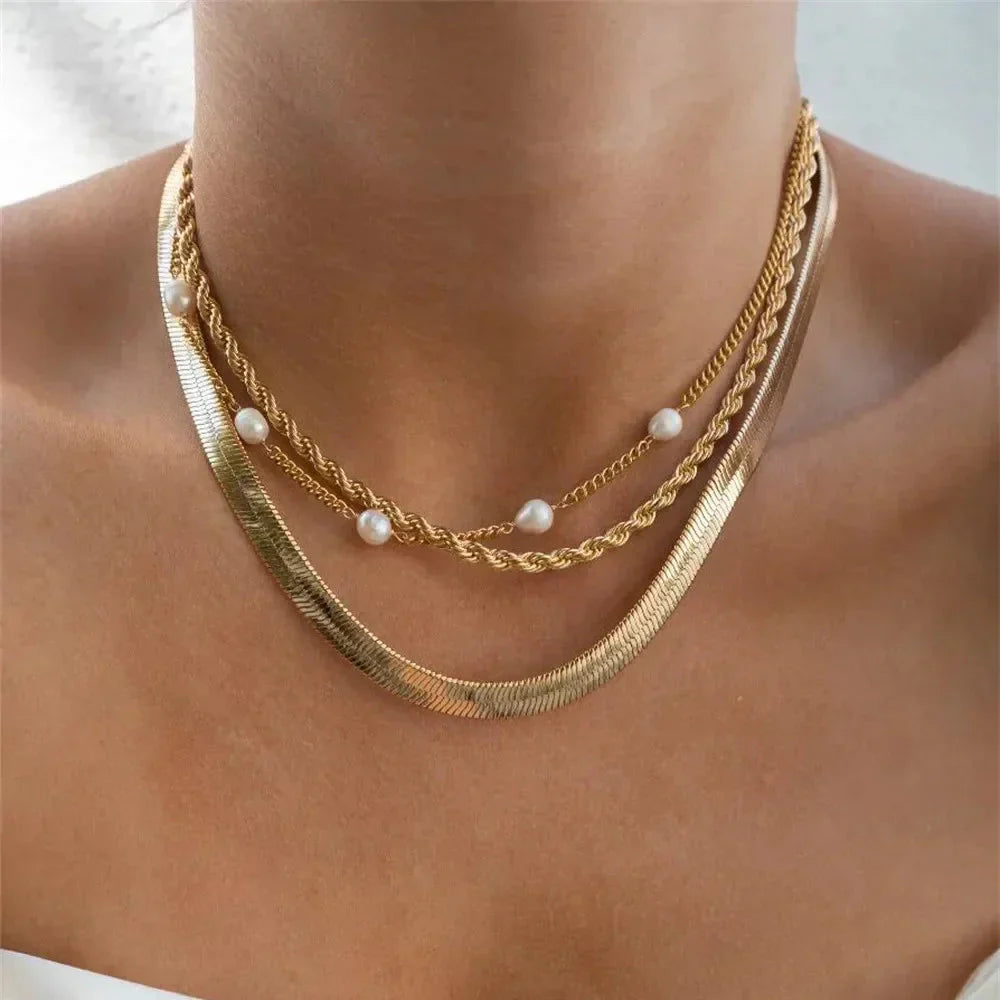 Simple Boho Fashion Metal Bead Chain Heart Shape Pendant Necklace For Women Female Vintage Punk Choker Jewelry Gift New