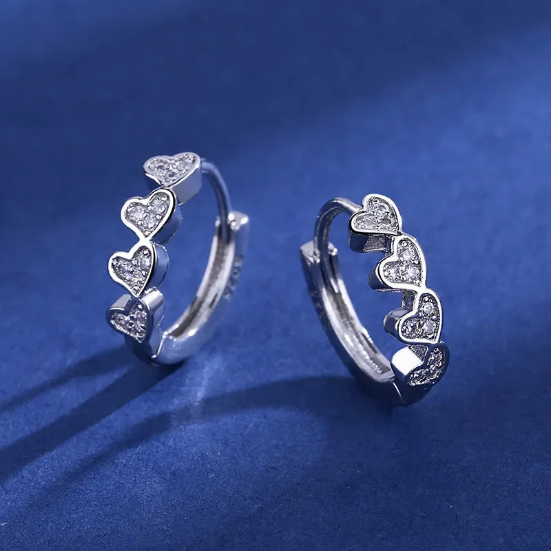 Iconic 925 Sterling Silver Crystal CZ Stud Earrings
