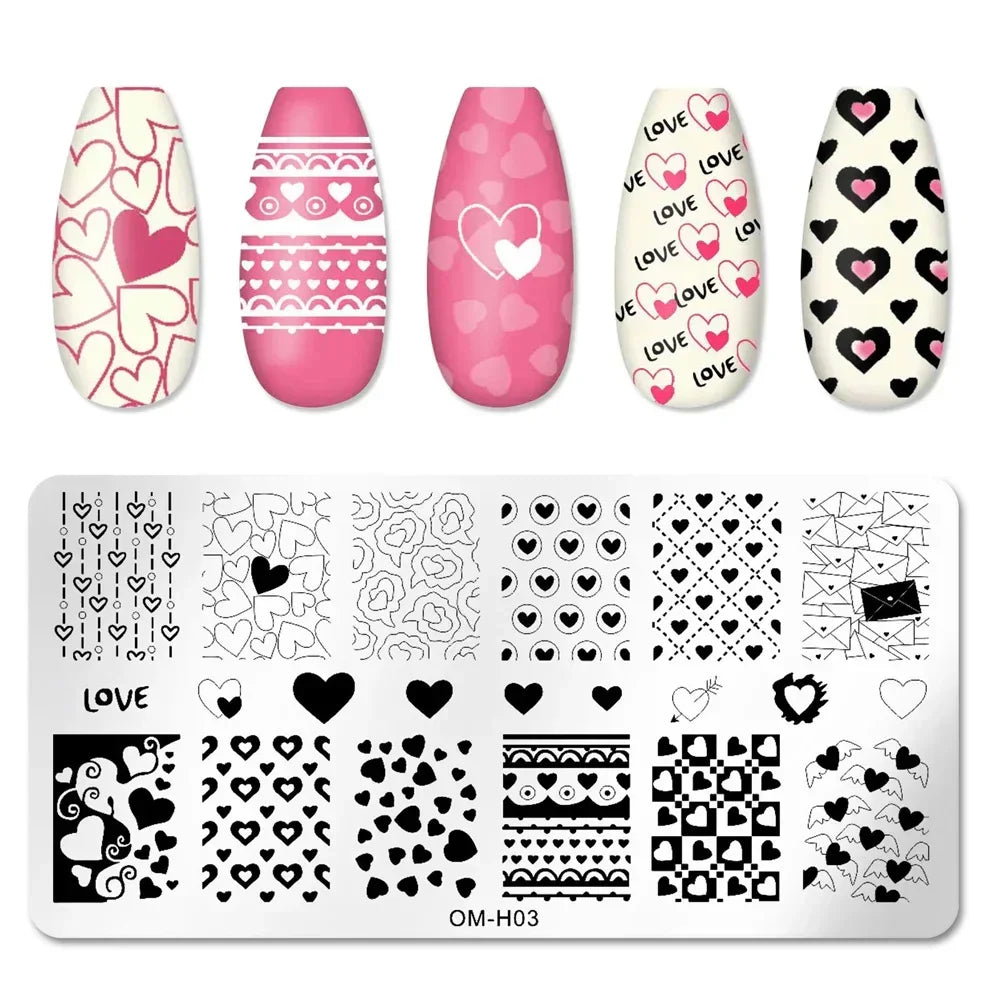 Snake Leopard Nail Templates Flower Leaf Heart Lace Pattern Nail Stamper Stencil Plates For Women Girls DIY Manicure Accessories