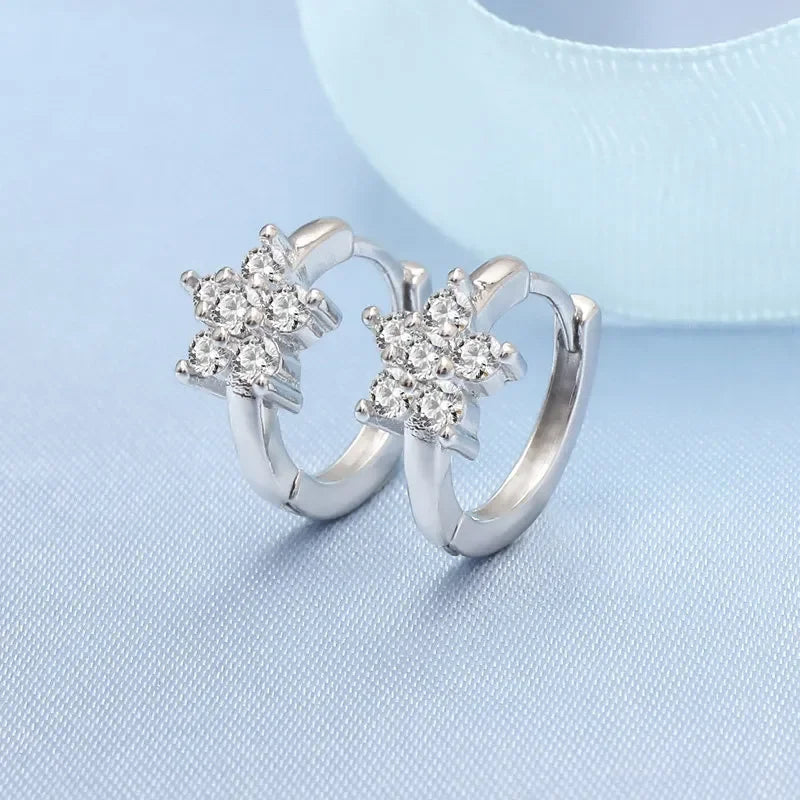 Iconic 925 Sterling Silver Crystal CZ Stud Earrings