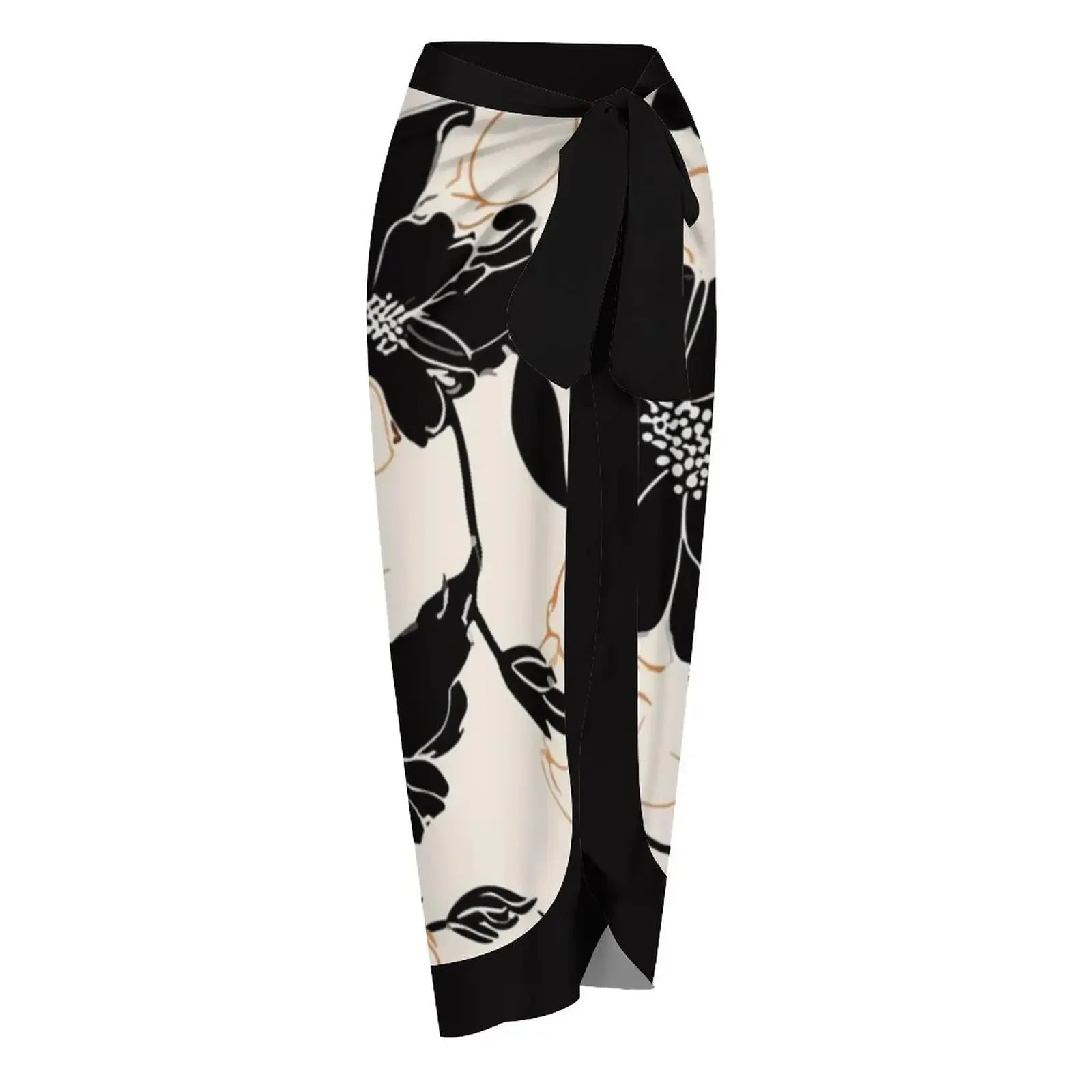 Black & White Flower Print Deep V-Neck Bikini Bow Strap Halter Sexy Swimsuit Plus Size Women 2023 Push-Ups Fashion Summer
